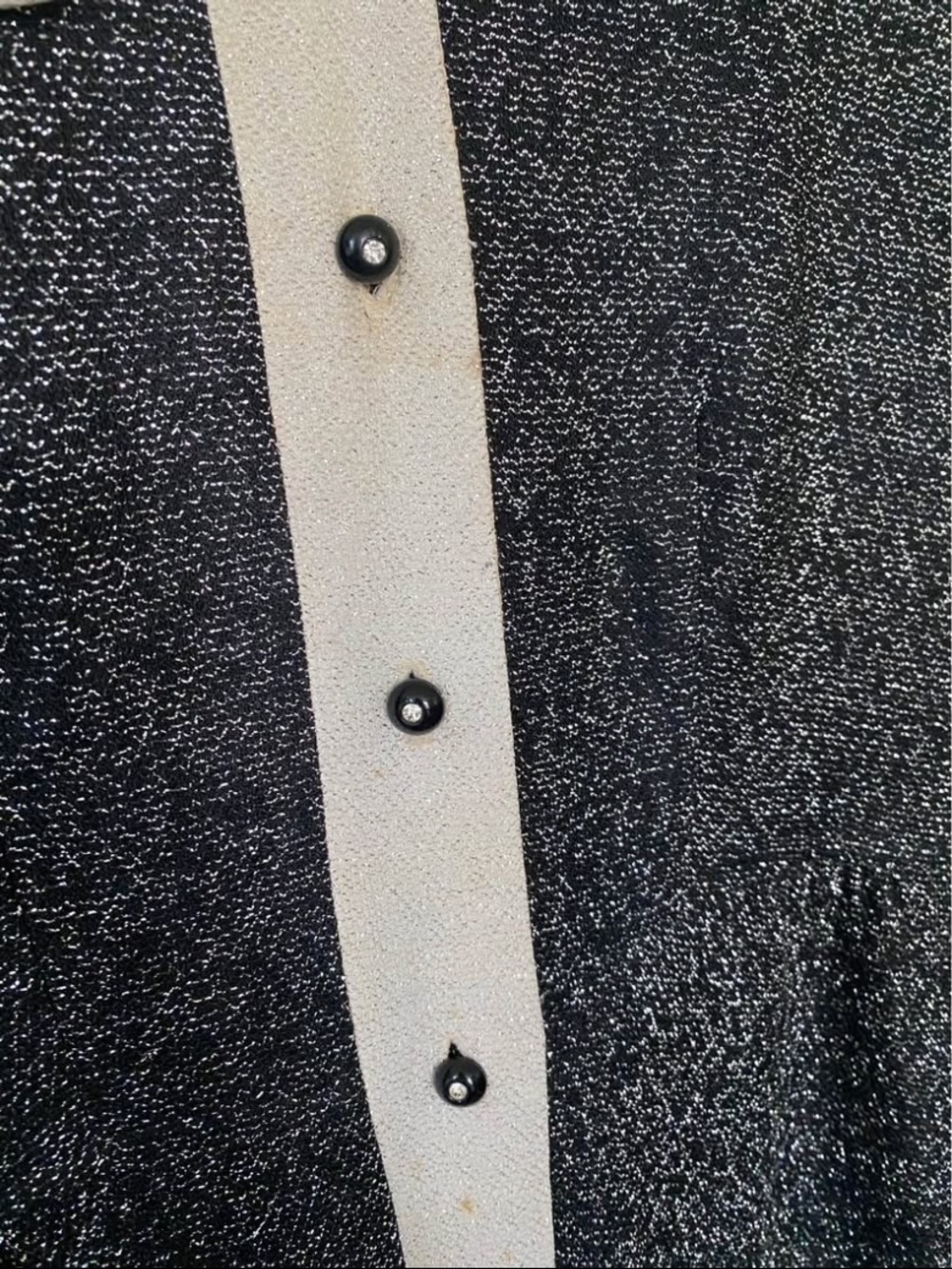 Vintage 70’s Black and Cream Long Button-Front Maxi Disco Dress - Picture 3 of 11